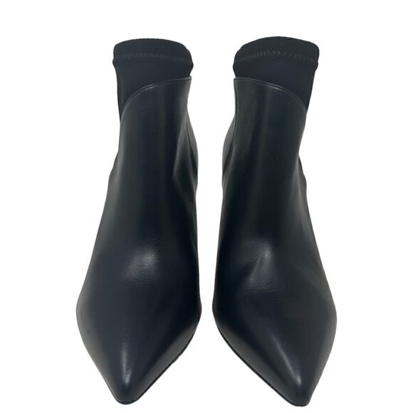 New Stuart Weitzman Max Black Leather Pointed Toe Sculptural Heel Bootie 5.5 - Picture 3 of 10